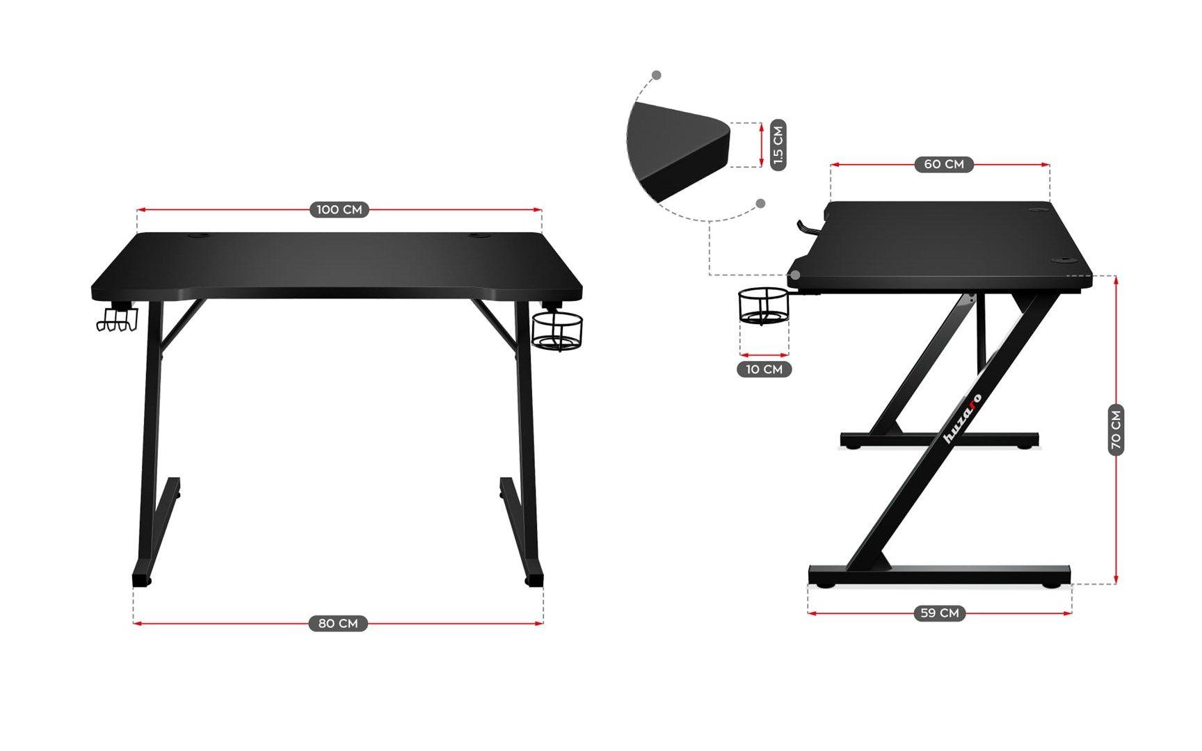 Biurko gamingowe Huzaro Hero 1.8 Black — zdjęcie 7