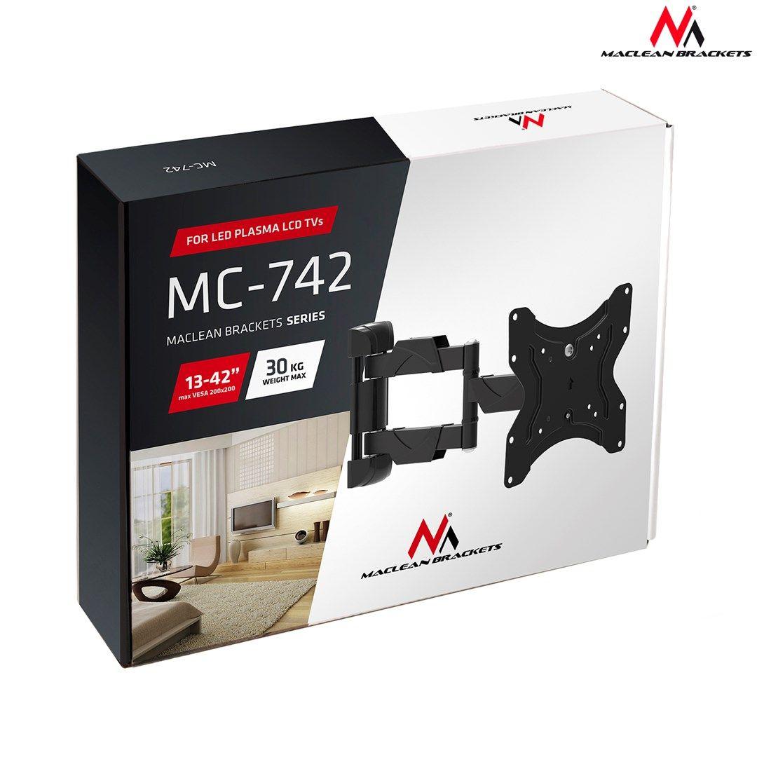 Uchwyt ścienny do telewizora Maclean MC-742 (Obrotowy, Uchylny; 13" - 42"; max. 30kg) — zdjęcie 10