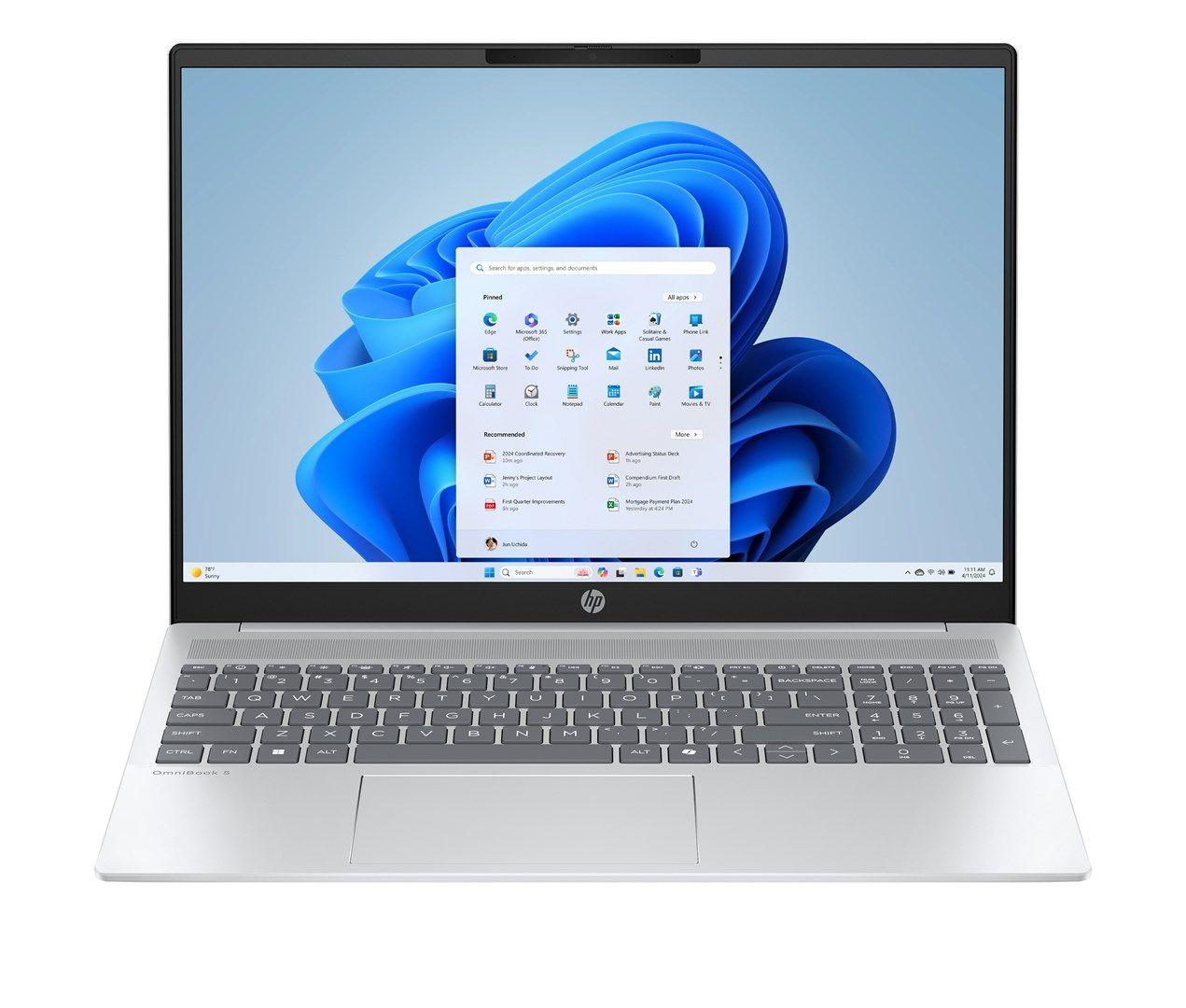 HP OmniBook 5 16-af1060nw Ultra 5 225U 16.0"2K IPS 300nits AG 24GB LPDDR5X SSD512 Arc Cam1080p 59Wh Win11 Glacier Silver 2Y — zdjęcie 1
