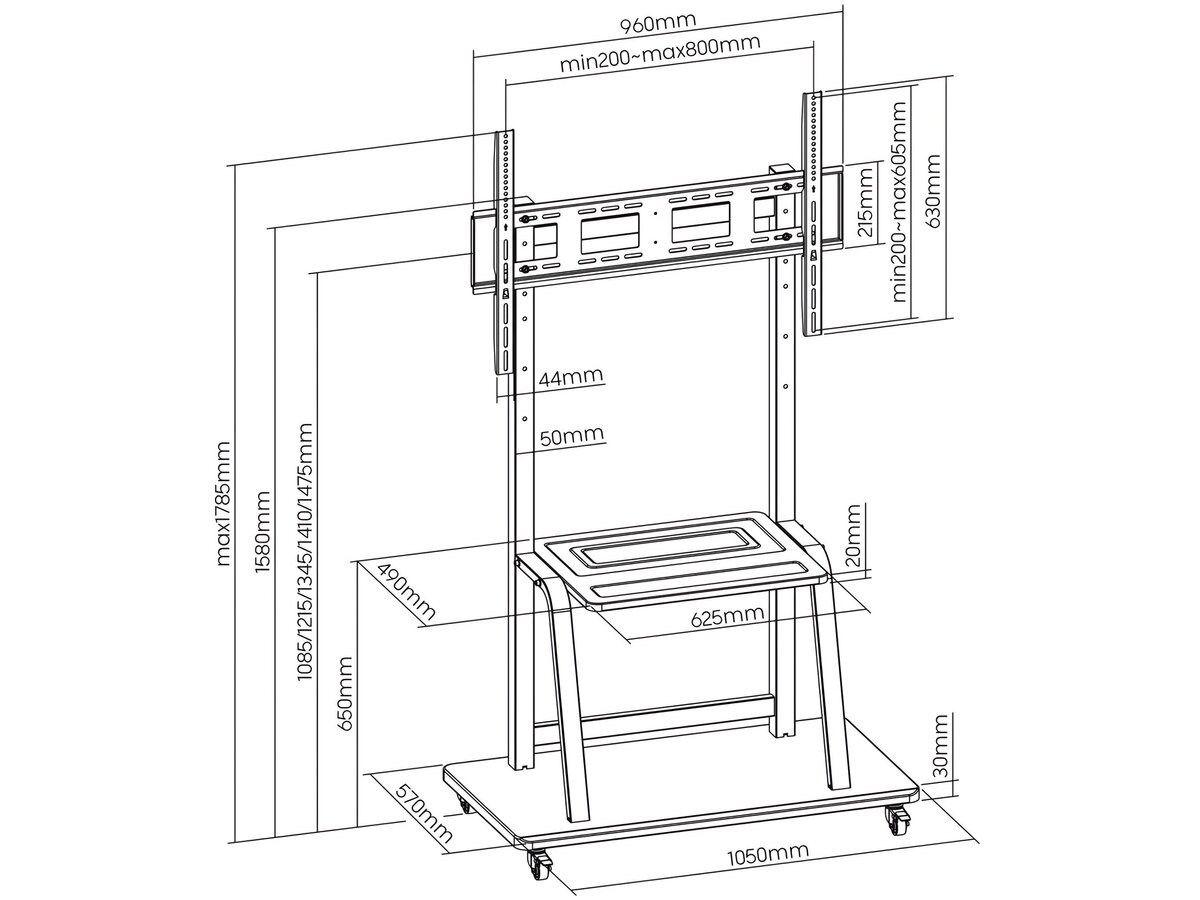 MOBILNY STOJAK+UCHWYT DO TV 37-100" 150KG S-13 ART Vesa 800x600 HEAVY DUTY — zdjęcie 6