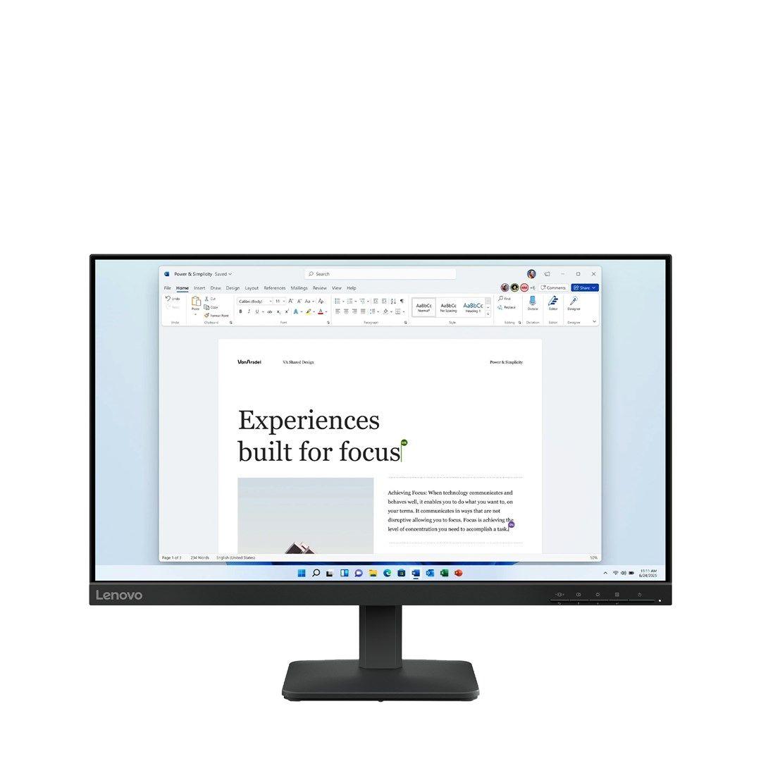 Lenovo L24-4e 23.8"FHD IPS 100Hz 250nits AG HDMI, VGA Raven Black — zdjęcie 1