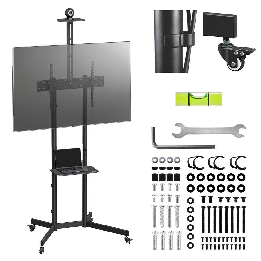 MACLEAN STAND / WÓZEK DO TV, PÓŁKA NA KAMERĘ, NA KÓŁKACH, 37-70", MAX. OBCIĄŻENIE 45KG/5KG PÓŁKA, MAX. VESA 600X400 MC-113 B — zdjęcie 1