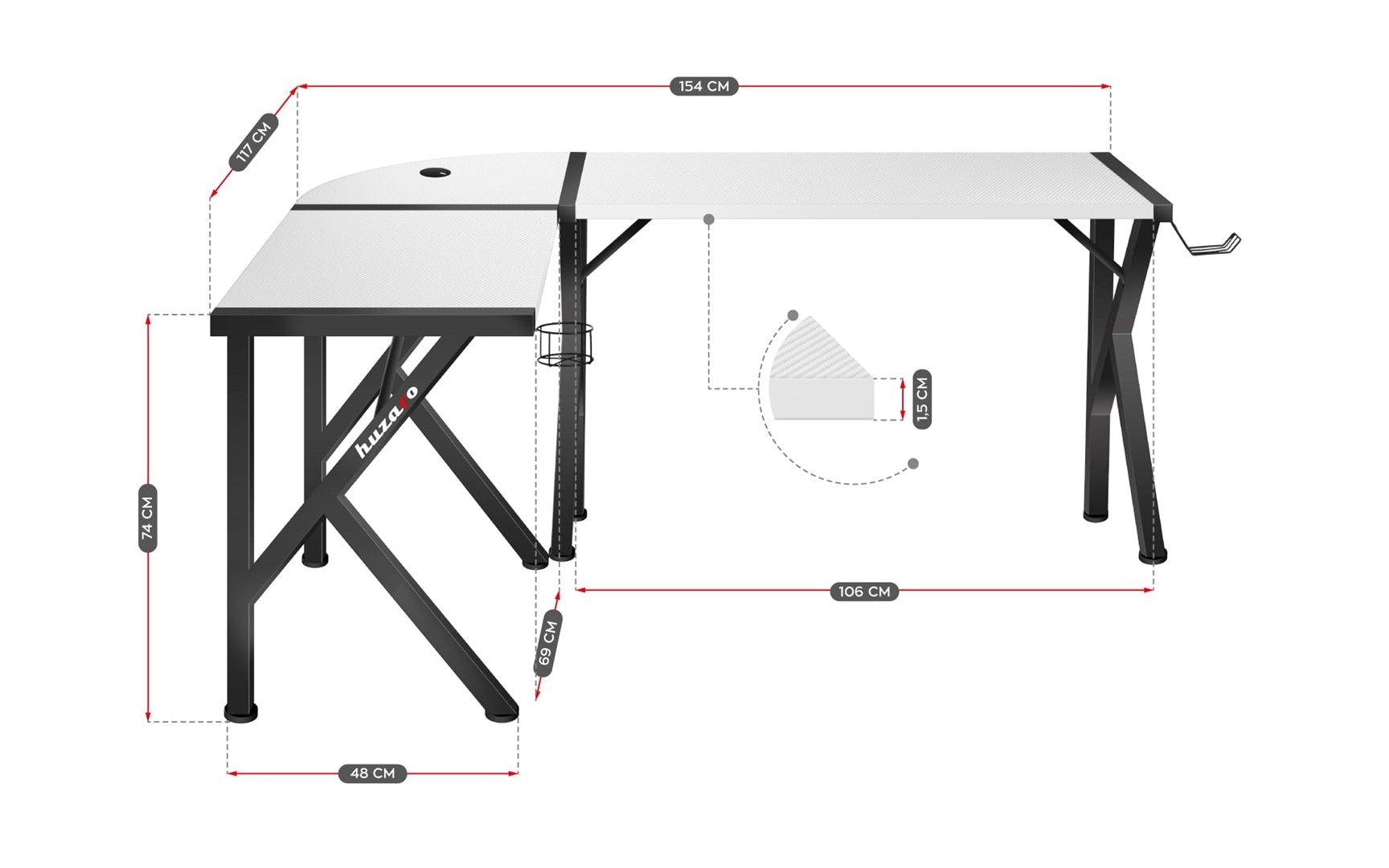 Biurko gamingowe Huzaro Hero 6.3 White — zdjęcie 6