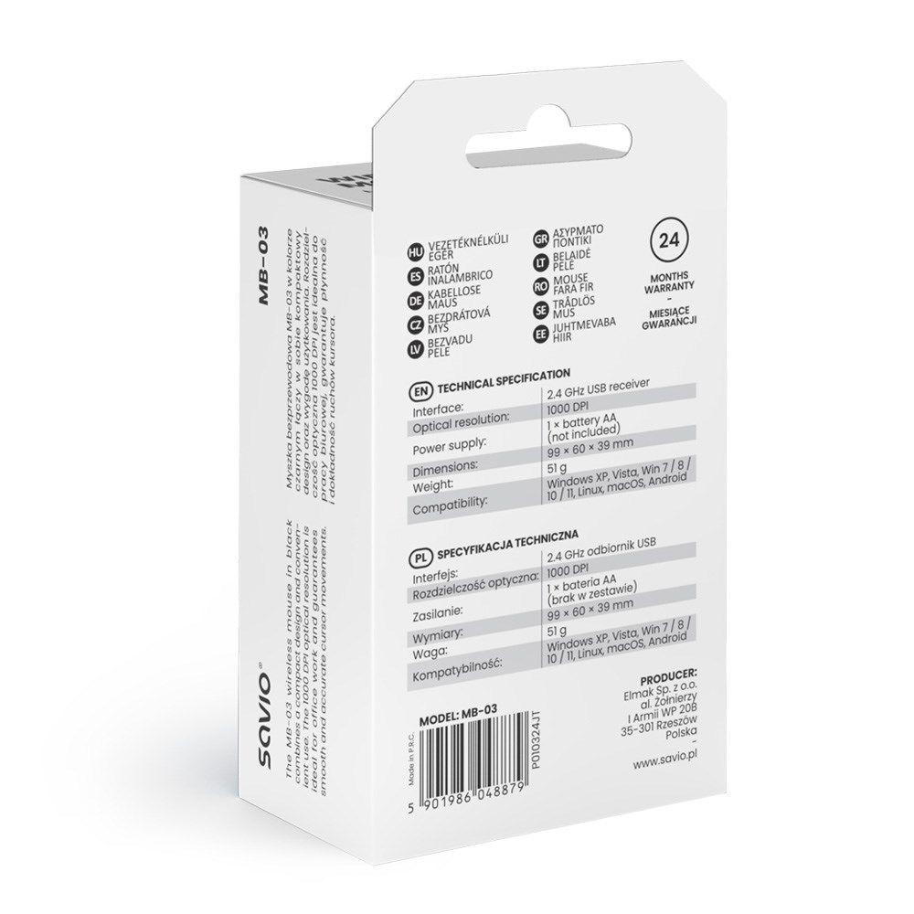 SAVIO MYSZ BEZPRZEWODOWA MB-03 — zdjęcie 5