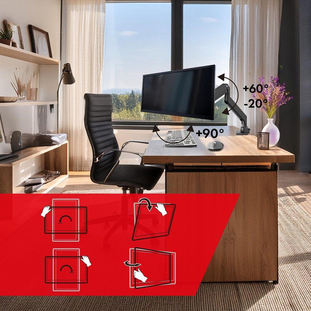 MACLEAN UCHWYT BIURKOWY DO MONITORA LCD 17-57", 27KG, VESA MAX 200X200 PODWÓJNE RAMIĘ MC-968 — zdjęcie 2