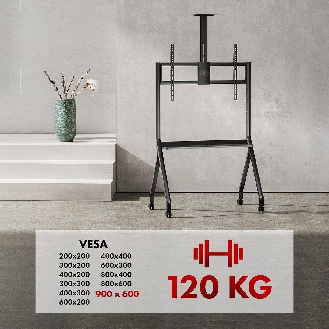 MACLEAN WÓZEK DO TV, PÓŁKA NA KAMERĘ, NA KÓŁKACH, 55-100", MAX. OBCIĄŻENIE 120KG/10KG PÓŁKA, MAX. VESA 900X600 MC-114 B — zdjęcie 11