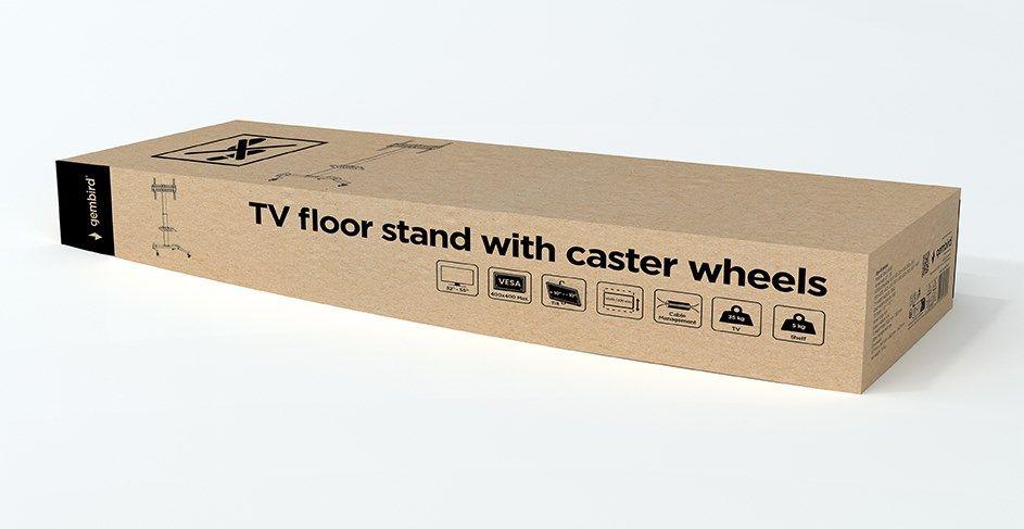 GEMBIRD STOJAK POD TELEWIZOR Z REGULACJĄ WYSOKOŚCI, MOBILNY, NA KÓŁKACH 32" - 55" — zdjęcie 8