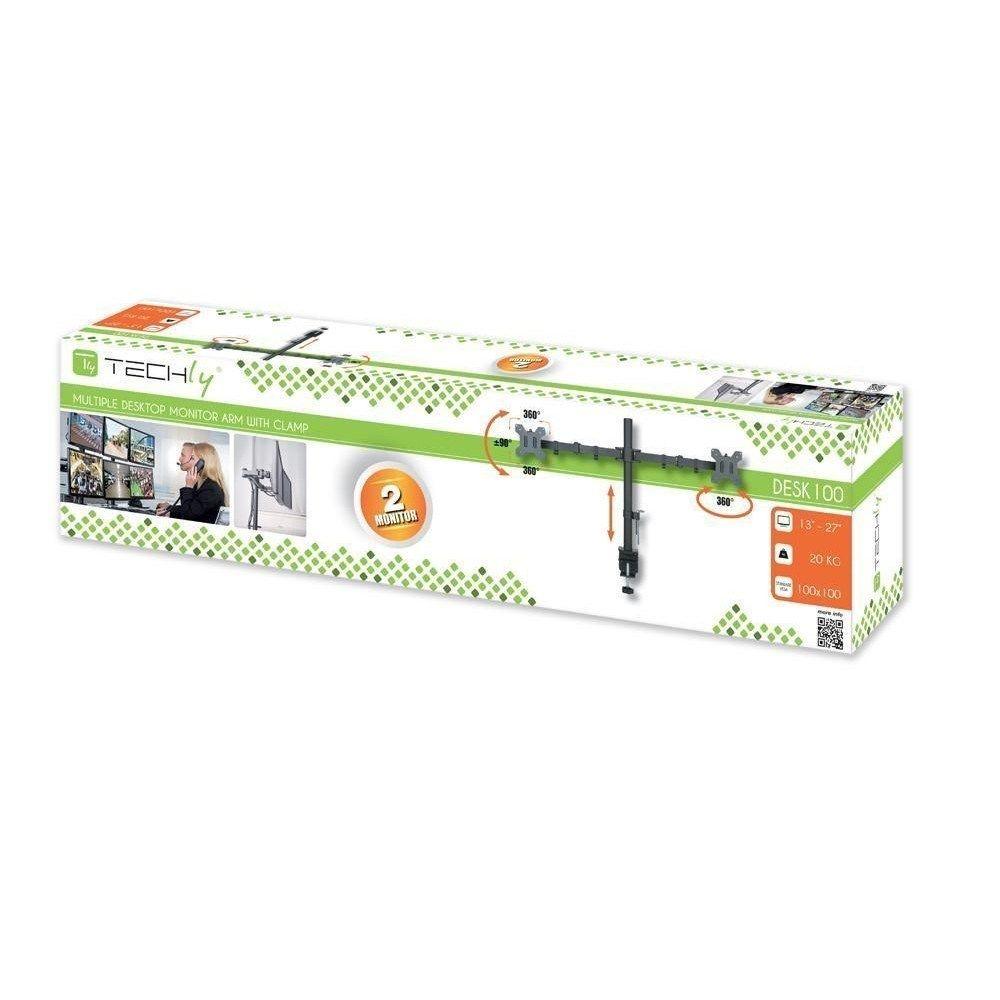 TECHLY PODWÓJNE RAMIĘ BIURKOWE 2X LED/LCD 13-27 CA — zdjęcie 2