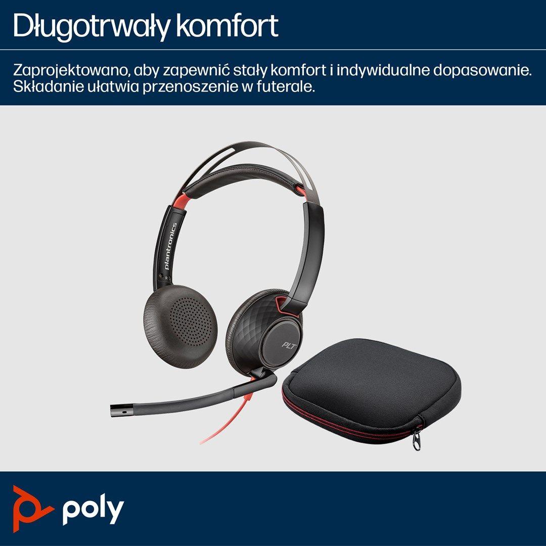 Słuchawki Poly Blackwire 5220 Stereo USB-C Headset +3.5mm Plug +USB-C/A Adapter 8X231AA — zdjęcie 10