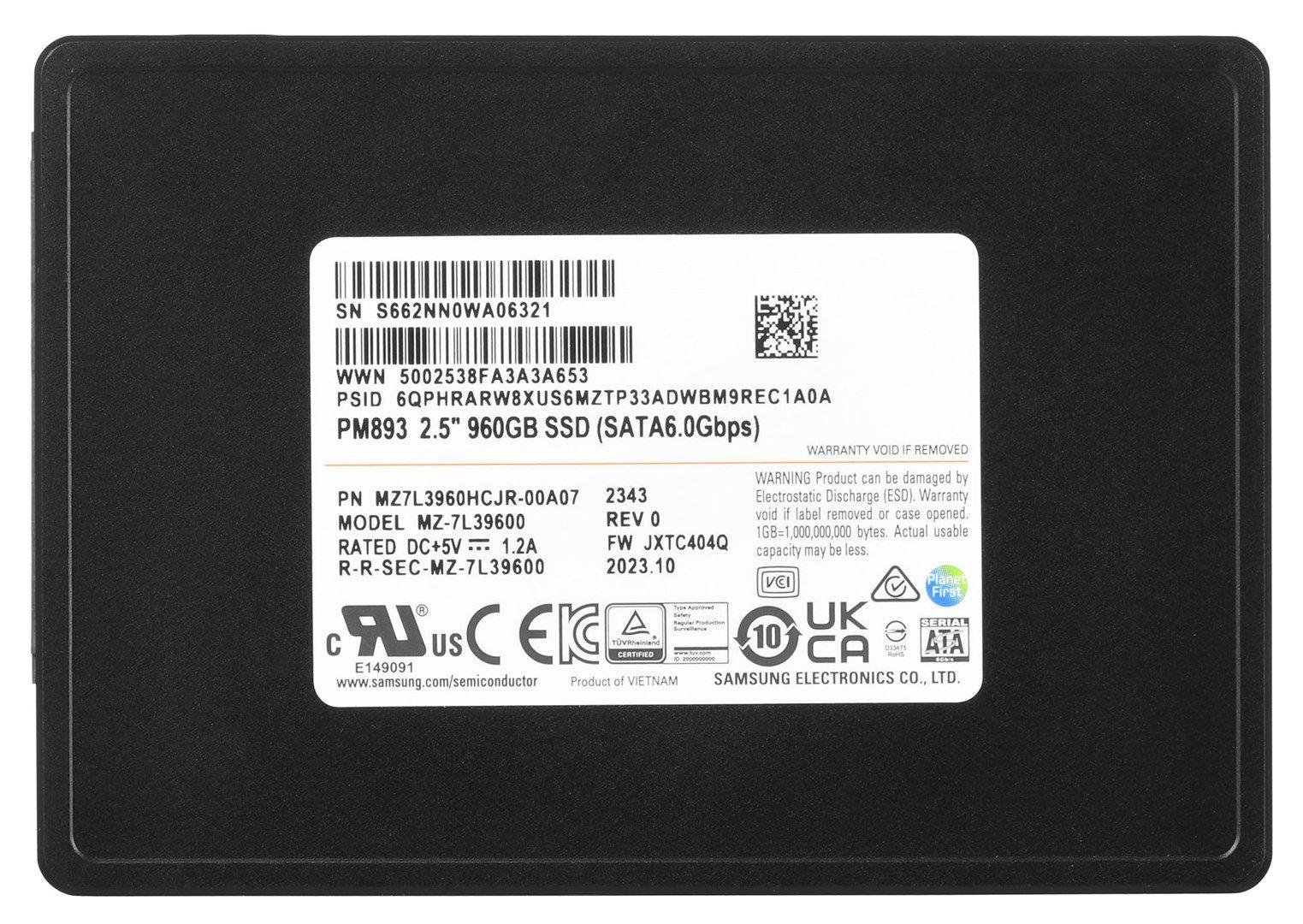 Dysk SSD Samsung PM893 960GB SATA 2.5" MZ7L3960HCJR-00A07 (DWPD 1) — zdjęcie 2