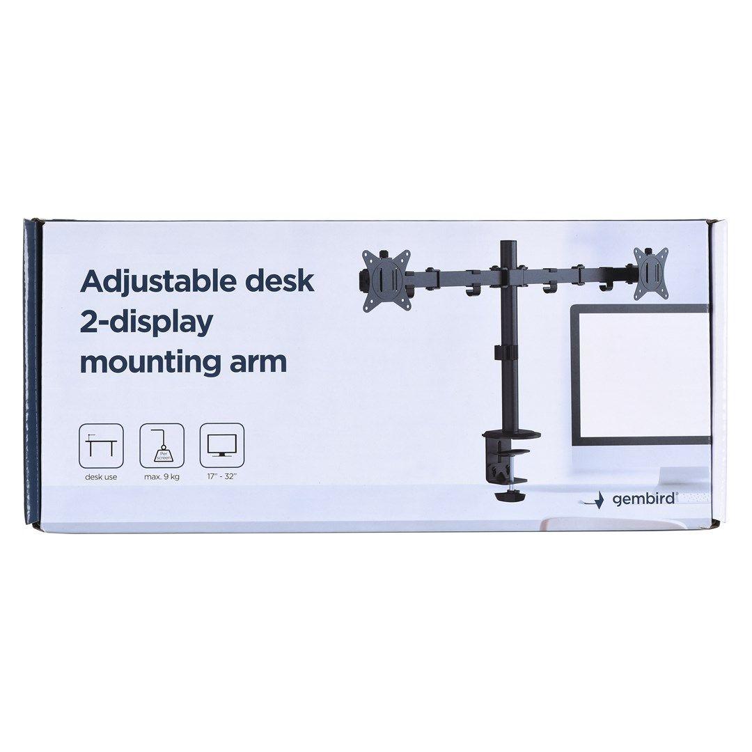 GEMBIRD BIURKOWE REGULOWANE RAMIĘ/UCHWYT NA 2 MONITORY 17-32, 100X100MM, DO 9KG — zdjęcie 6
