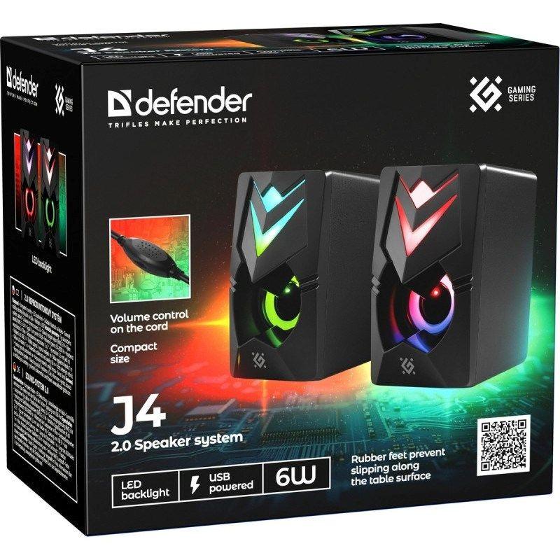 DEFENDER GLOSNIKI PC J4 2.0 6W LED USB CZARNE 65964 — zdjęcie 2