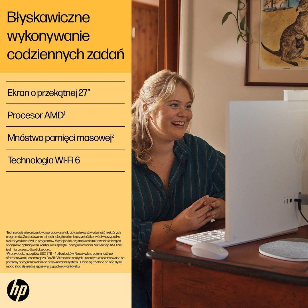 HP 27-cr0232nw AIO Ryzen 5 7520U 27.0"FHD IPS AG 300nits 16GB DDR5 SSD512 Radeon 610M LAN Win11 2Y Shell White — zdjęcie 4