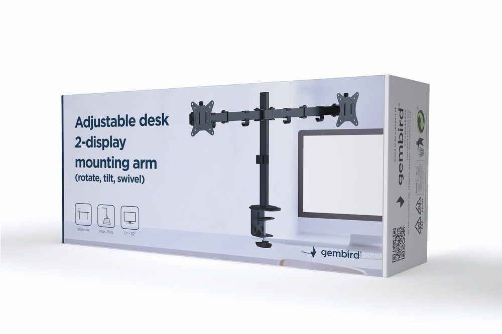 GEMBIRD BIURKOWE REGULOWANE RAMIĘ/UCHWYT NA 2 MONITORY 17-32, 100X100MM, DO 9KG — zdjęcie 1