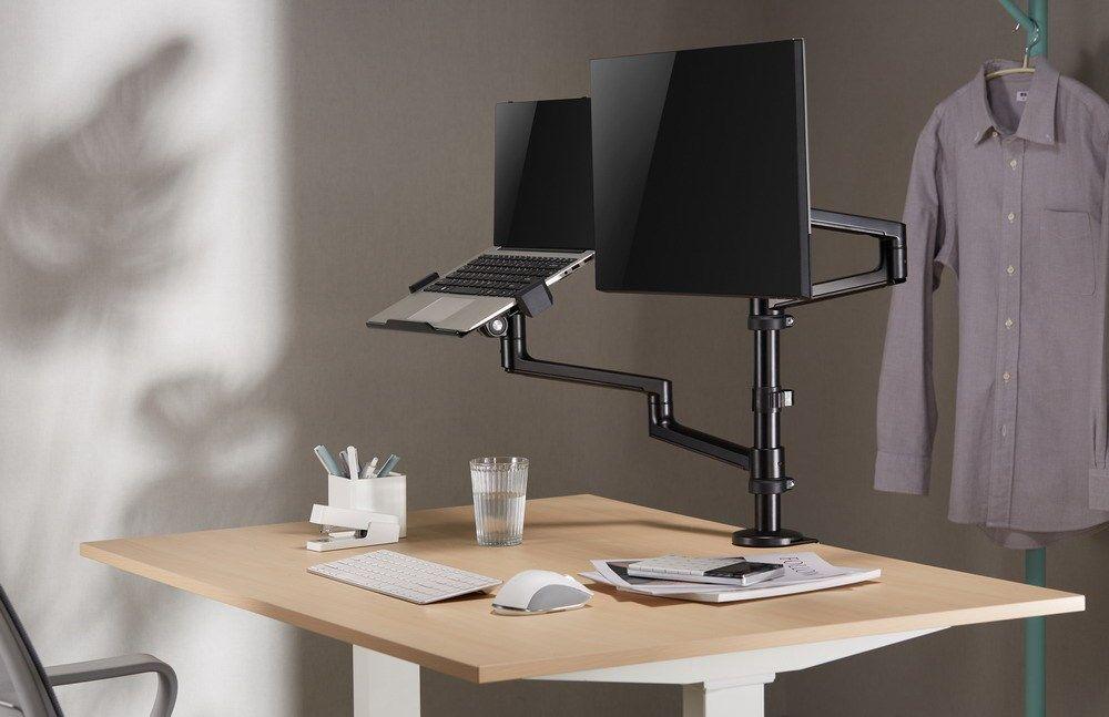 GEMBIRD BIURKOWE REGULOWANE RAMIĘ/UCHWYT NA MONITOR + PODSTAWKA NA NOTEBOOKA 17-32, VESA 100X100MM, DO 8 KG — zdjęcie 8
