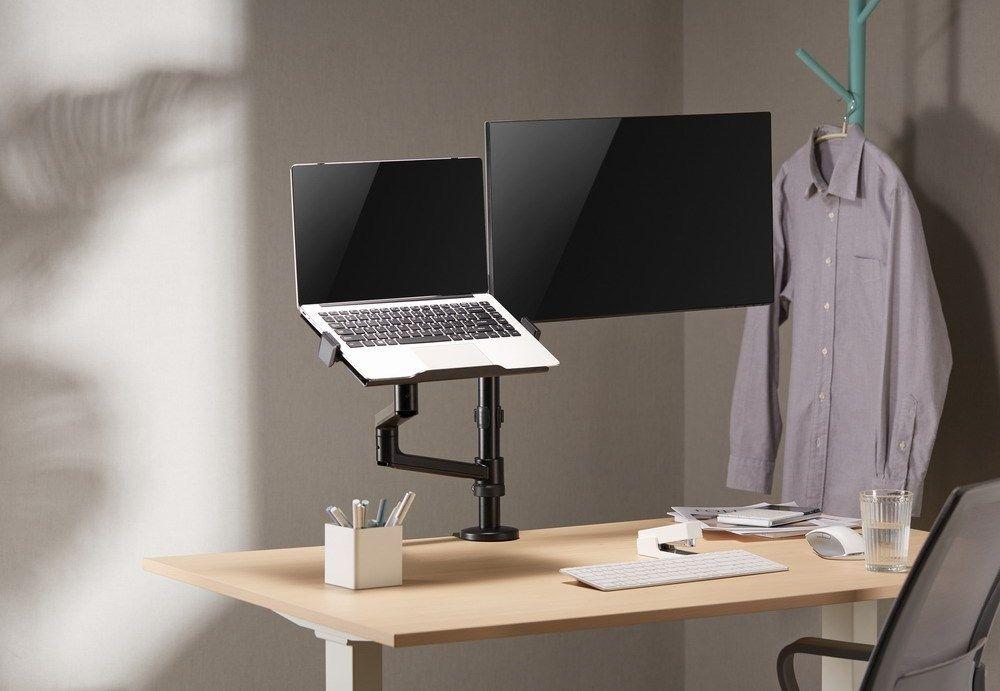 GEMBIRD BIURKOWE REGULOWANE RAMIĘ/UCHWYT NA MONITOR + PODSTAWKA NA NOTEBOOKA 17-32, VESA 100X100MM, DO 8 KG — zdjęcie 7