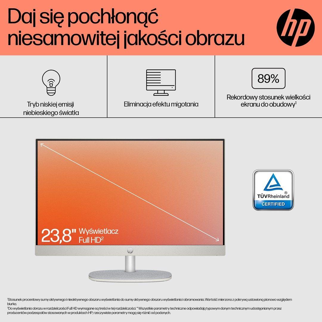 HP AiO 24-cr0312nw Ryzen 5 7520 23.8" FHD IPS 250nits AG 16GB DDR5 SSD512 Radeon 610M Cam720p kB+Mouse Win11 Shell White 2Y — zdjęcie 4