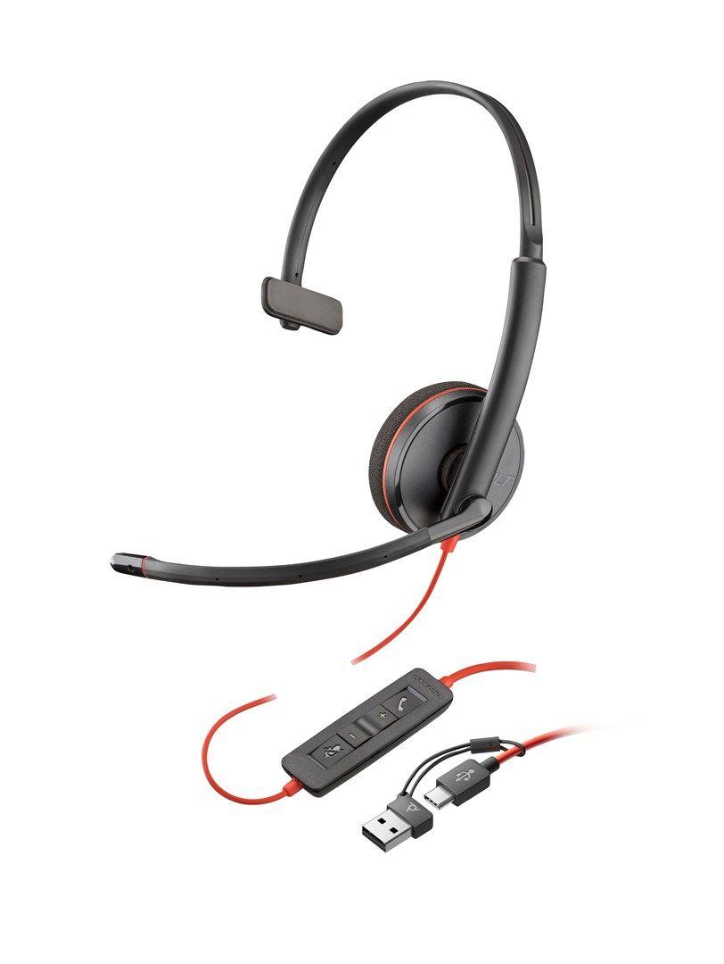 Słuchawki Poly Blackwire 3220 Stereo USB-C Black Headset +USB-C/A Adapter (Box) 8X228AA — zdjęcie 5