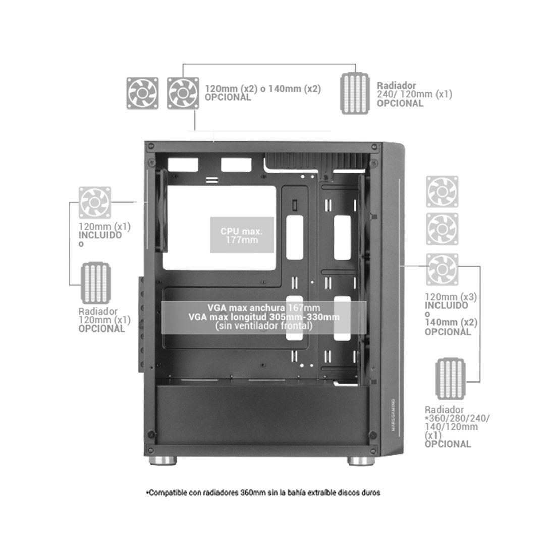 TACENS MARS MC-F 4x120mm ARGB ATX- obudowa — zdjęcie 5