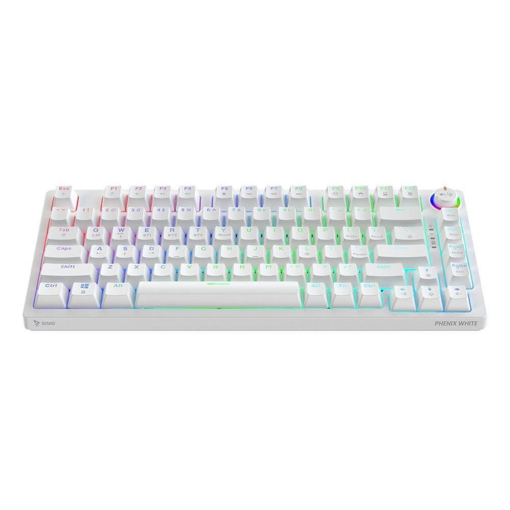 SAVIO KLAWIATURA MECHANICZNA BEZPRZEWODOWA PHENIX WHITE GATERON RED PRO ABS — zdjęcie 2