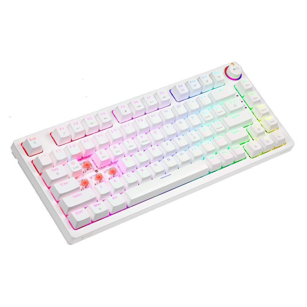 SAVIO KLAWIATURA MECHANICZNA BEZPRZEWODOWA PHENIX WHITE GATERON RED PRO ABS — zdjęcie 8