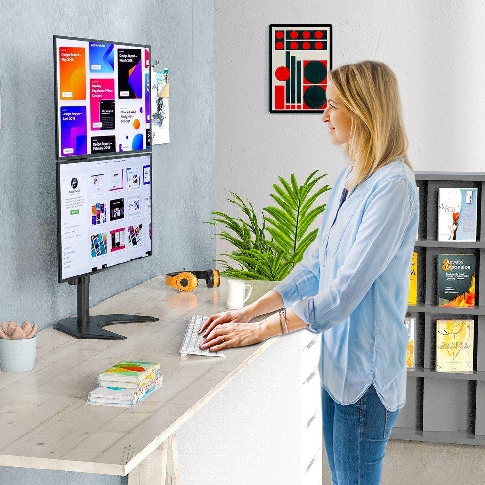 TECHLY PODSTAWA POD 2 MONITORY 13-27" LCD 10KG BIURKOWA PIONOWA — zdjęcie 11