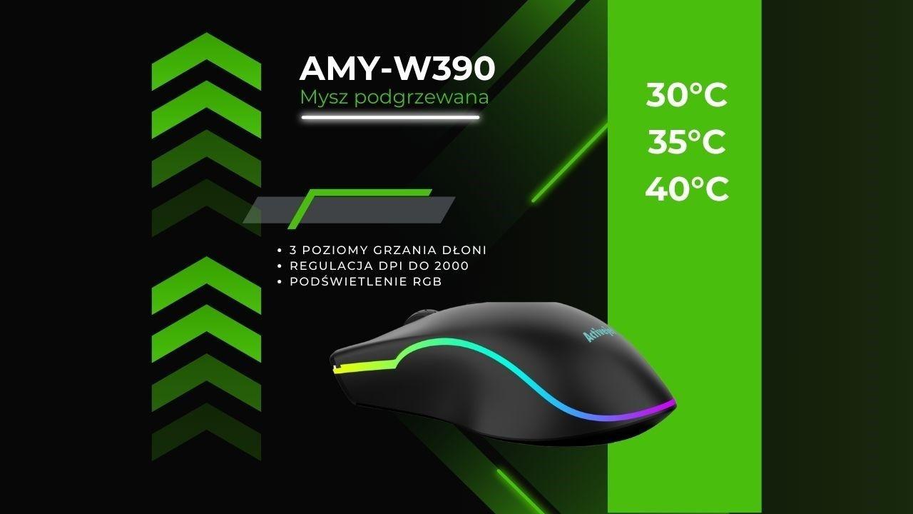 Podgrzewana mysz przewodowa Activejet USB AMY-W390; 30°C / 35°C / 40°C — zdjęcie 13