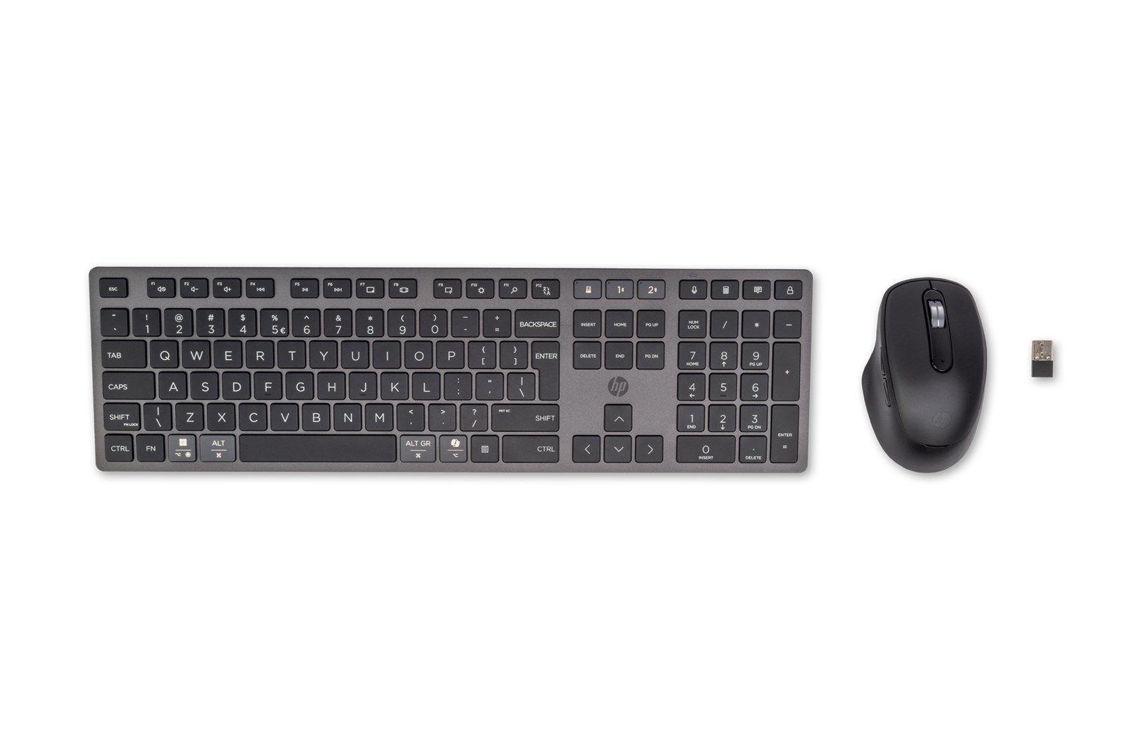 Zestaw klawiatura + mysz HP 720 Multi-Device Rechargeable Wireless Keyboard and Mouse Combo bezprzewodowe z akumulatorem czarne 9T5A9AA — zdjęcie 1