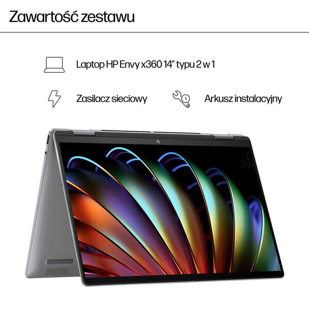 HP Envy x360 14-fa0016nw Ryzen 7 8840HS 14"WUXGA Touch 300nits 16GB LPDDR5-6400 SSD512 Radeon 780M Cam 5 Mpx IR 59Wh Win11 Meteor Silver Aluminum 2Y — zdjęcie 9