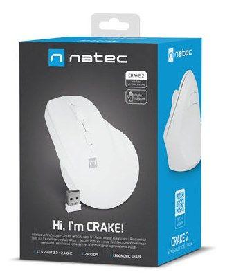 NATEC MYSZ WERTYKALNA CRAKE 2 BEZPRZEWODOWA 2400DPI BT 5.2 +2.4GHZ BIAŁA — zdjęcie 12