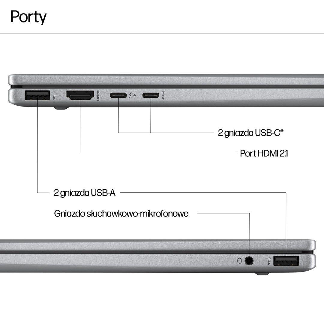 HP Envy x360 14-fa0016nw Ryzen 7 8840HS 14"WUXGA Touch 300nits 16GB LPDDR5-6400 SSD512 Radeon 780M Cam 5 Mpx IR 59Wh Win11 Meteor Silver Aluminum 2Y — zdjęcie 6