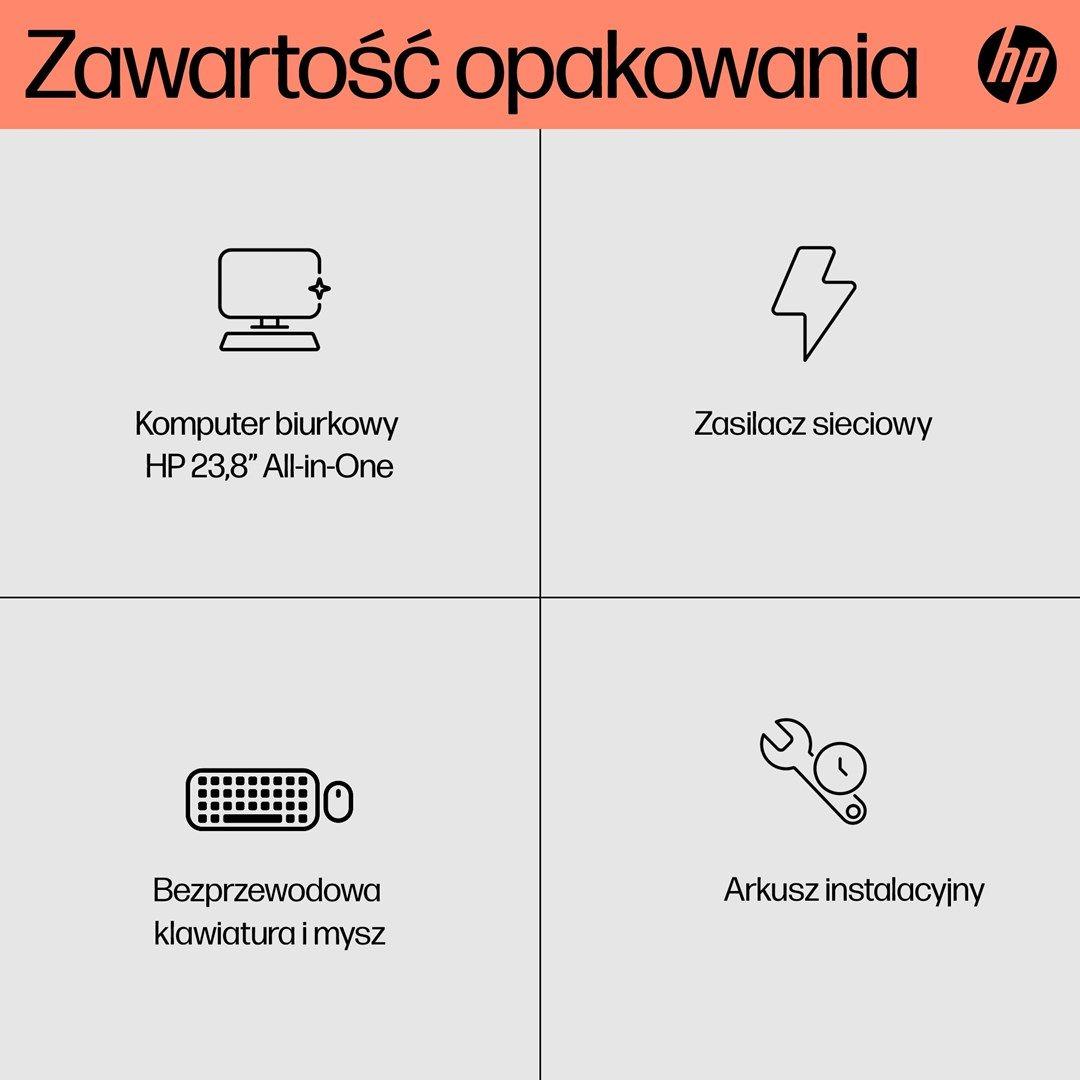 HP AIO 24-cr0144nw Ryzen 3 7320U 23.8"FHD IPS 250nits AG 8GB LPDDR5 SSD512 Radeon 610M Cam720p kB+Mouse Win11 Shell White 2Y — zdjęcie 4