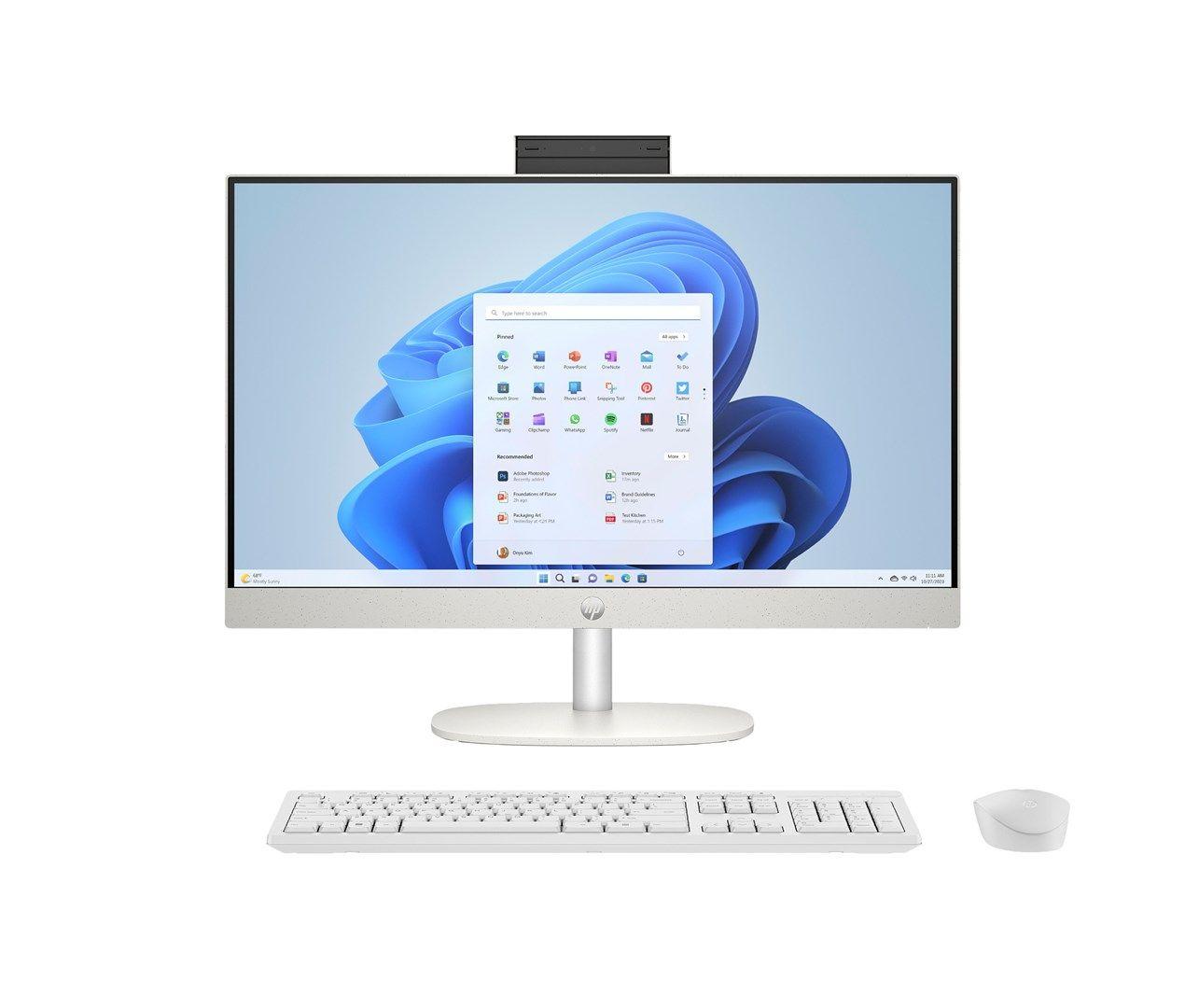 HP AIO 24-cr0144nw Ryzen 3 7320U 23.8"FHD IPS 250nits AG 8GB LPDDR5 SSD512 Radeon 610M Cam720p kB+Mouse Win11 Shell White 2Y — zdjęcie 1