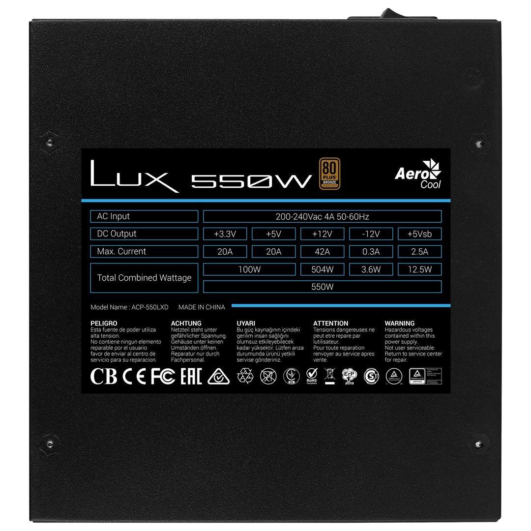 ZASILACZ AEROCOOL PGS LUX 550W 80+ Bronze — zdjęcie 4
