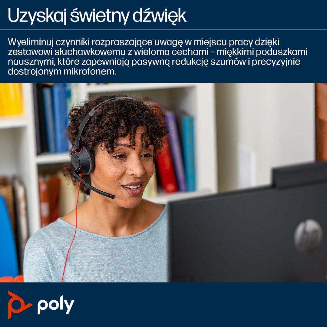 Słuchawki Poly Blackwire 5220 Stereo USB-C Headset +3.5mm Plug +USB-C/A Adapter 8X231AA — zdjęcie 8