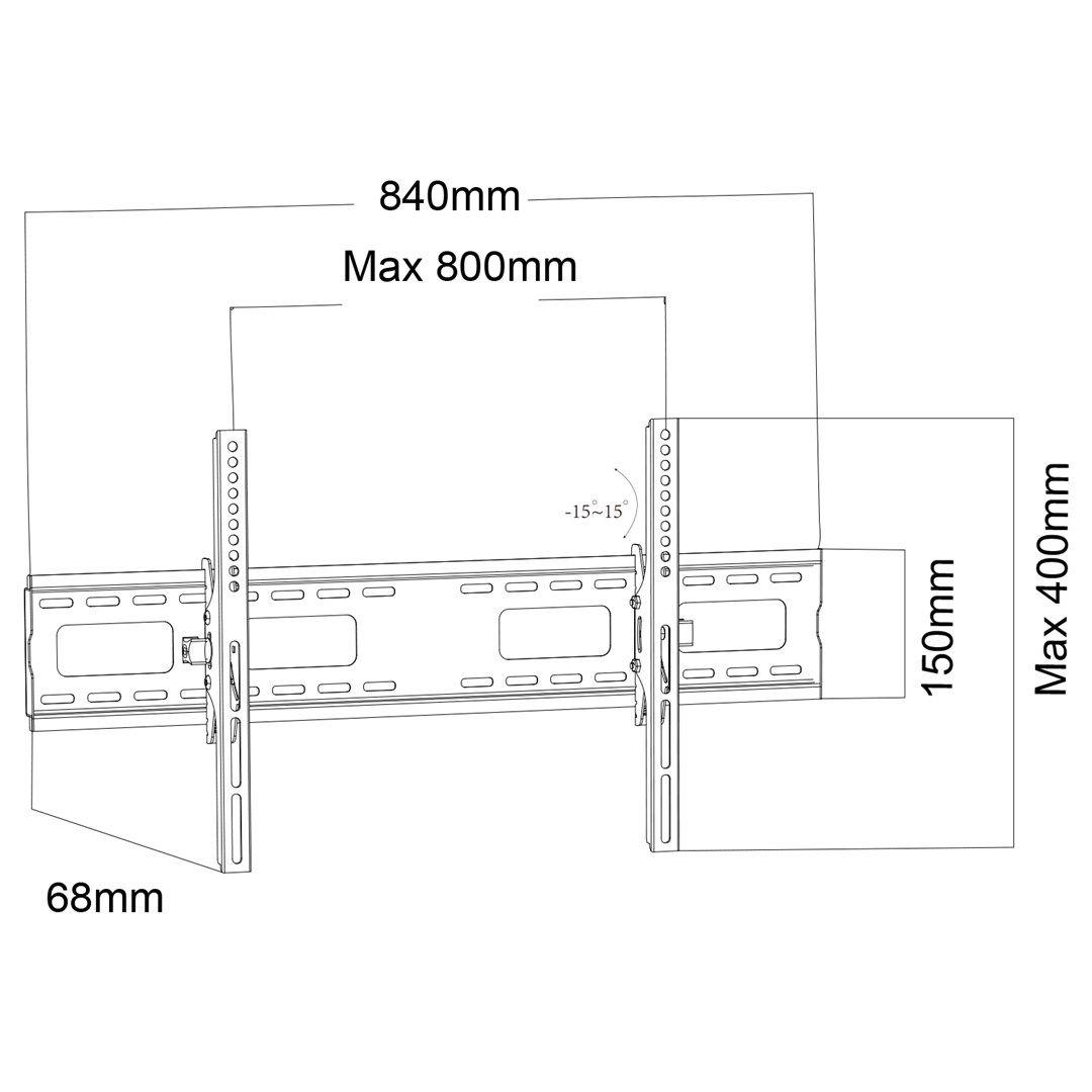 MACLEAN UCHWYT DO TV, MAX VESA 800X400, 43-100", 120KG, REG. ODCHYLENIA +15°~-15° MC-422 — zdjęcie 5