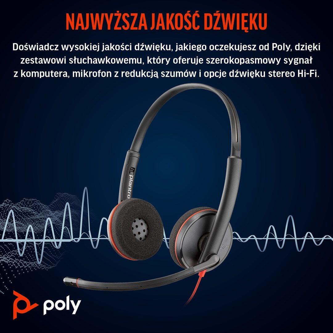 Słuchawki Poly Blackwire 3220 Stereo USB-C Black Headset +USB-C/A Adapter (Box) 8X228AA — zdjęcie 6