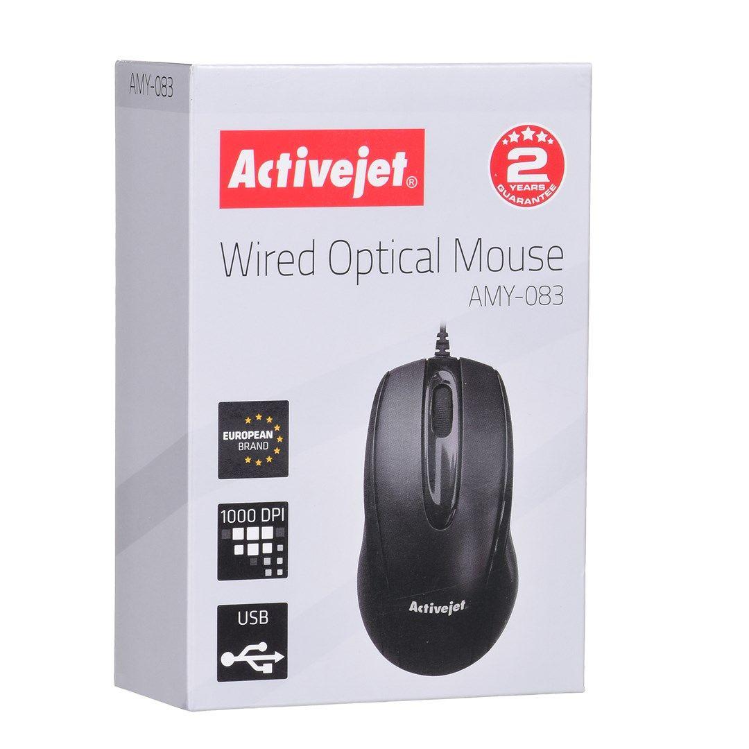 Activejet AMY-083 Mysz przewodowa USB (optyczna; 1000 DPI; czarna) — zdjęcie 4