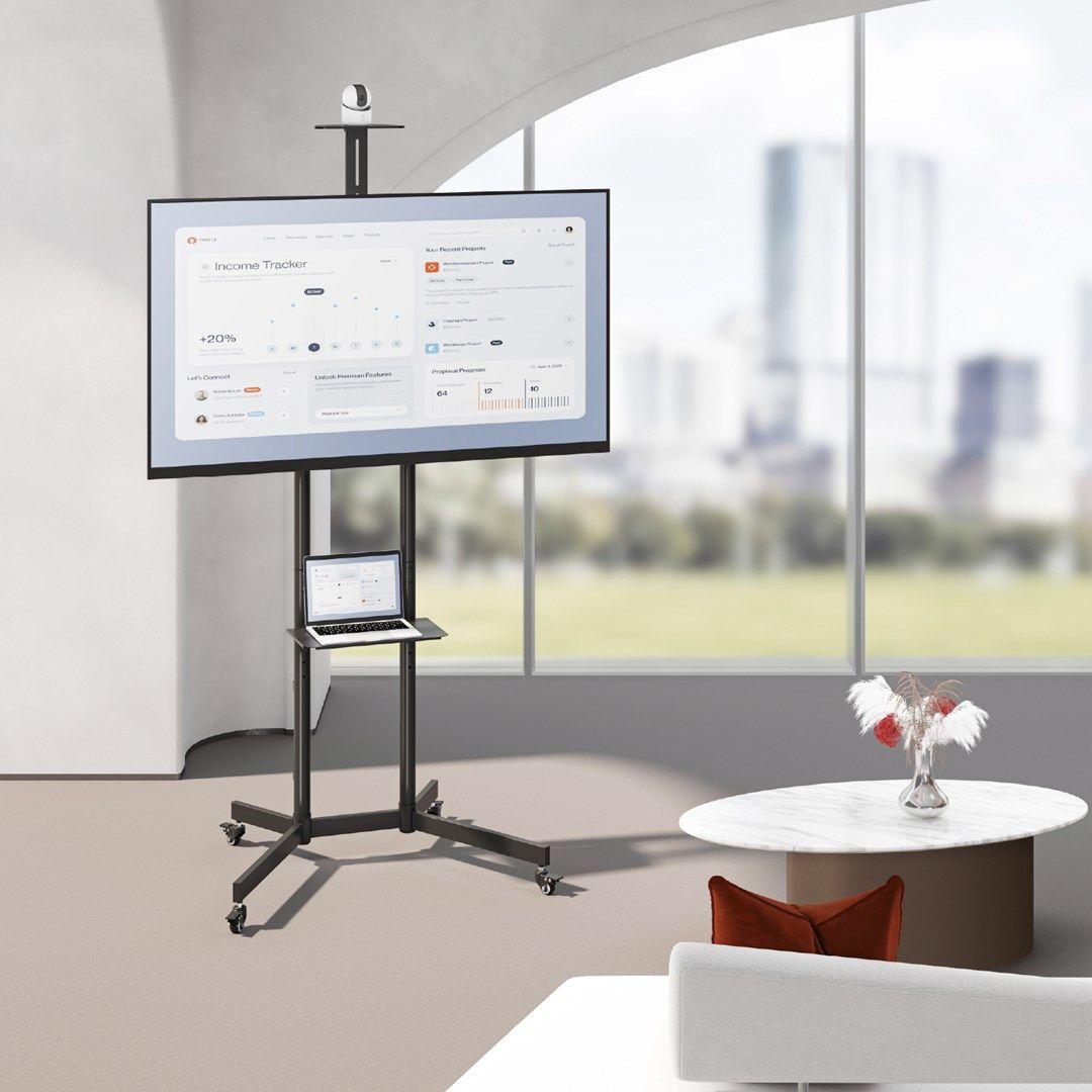 MACLEAN STAND / WÓZEK DO TV, PÓŁKA NA KAMERĘ, NA KÓŁKACH, 37-70", MAX. OBCIĄŻENIE 45KG/5KG PÓŁKA, MAX. VESA 600X400 MC-113 B — zdjęcie 6