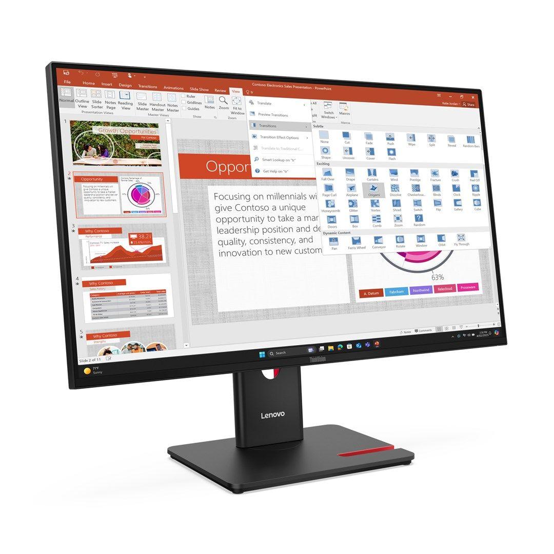 Lenovo ThinkVision T27-40 27" IPS FHD AG 4ms 300nits 120Hz HDMI, DP USB Webcam Eclipse Black — zdjęcie 4