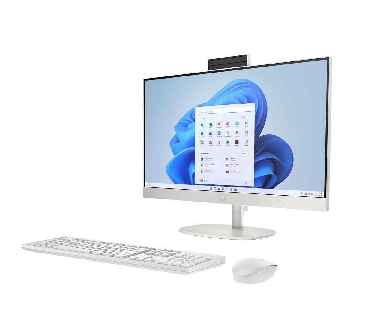 HP AIO 24-cr0144nw Ryzen 3 7320U 23.8"FHD IPS 250nits AG 8GB LPDDR5 SSD512 Radeon 610M Cam720p kB+Mouse Win11 Shell White 2Y — zdjęcie 16