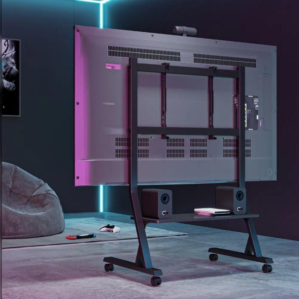 TECHLY STOJAK MOBILNY TV 45-90"KG DO 60KG REGULOWANY PÓŁKA AV — zdjęcie 12