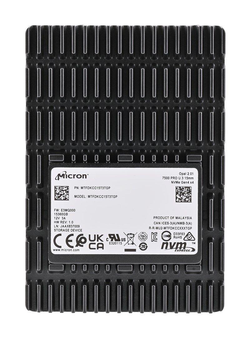 Dysk SSD Micron 7500 PRO 15.36TB U.3 (15mm) NVMe Gen4 MTFDKCC15T3TGP-1BK1DABYYR (DWPD 1) TCG — zdjęcie 4