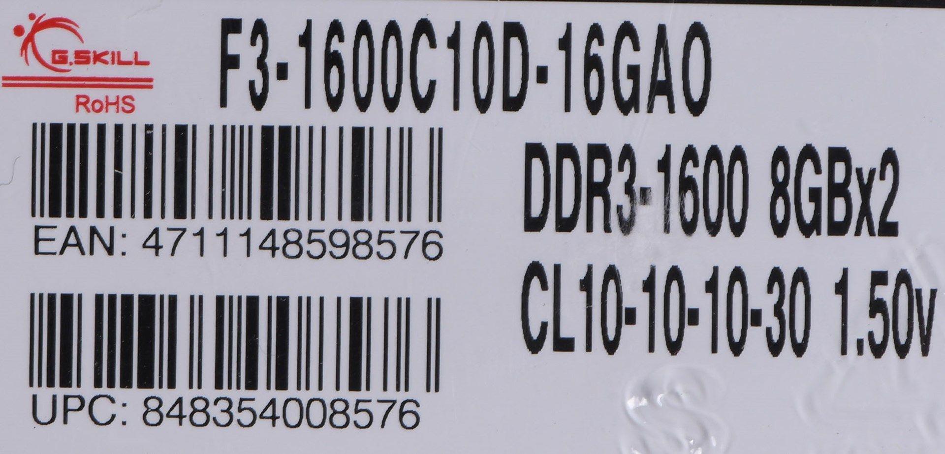 G.SKILL ARES DDR3 2X8GB 1600MHZ CL10 XMP LOW PROFILE F3-1600C10D-16GAO — zdjęcie 2