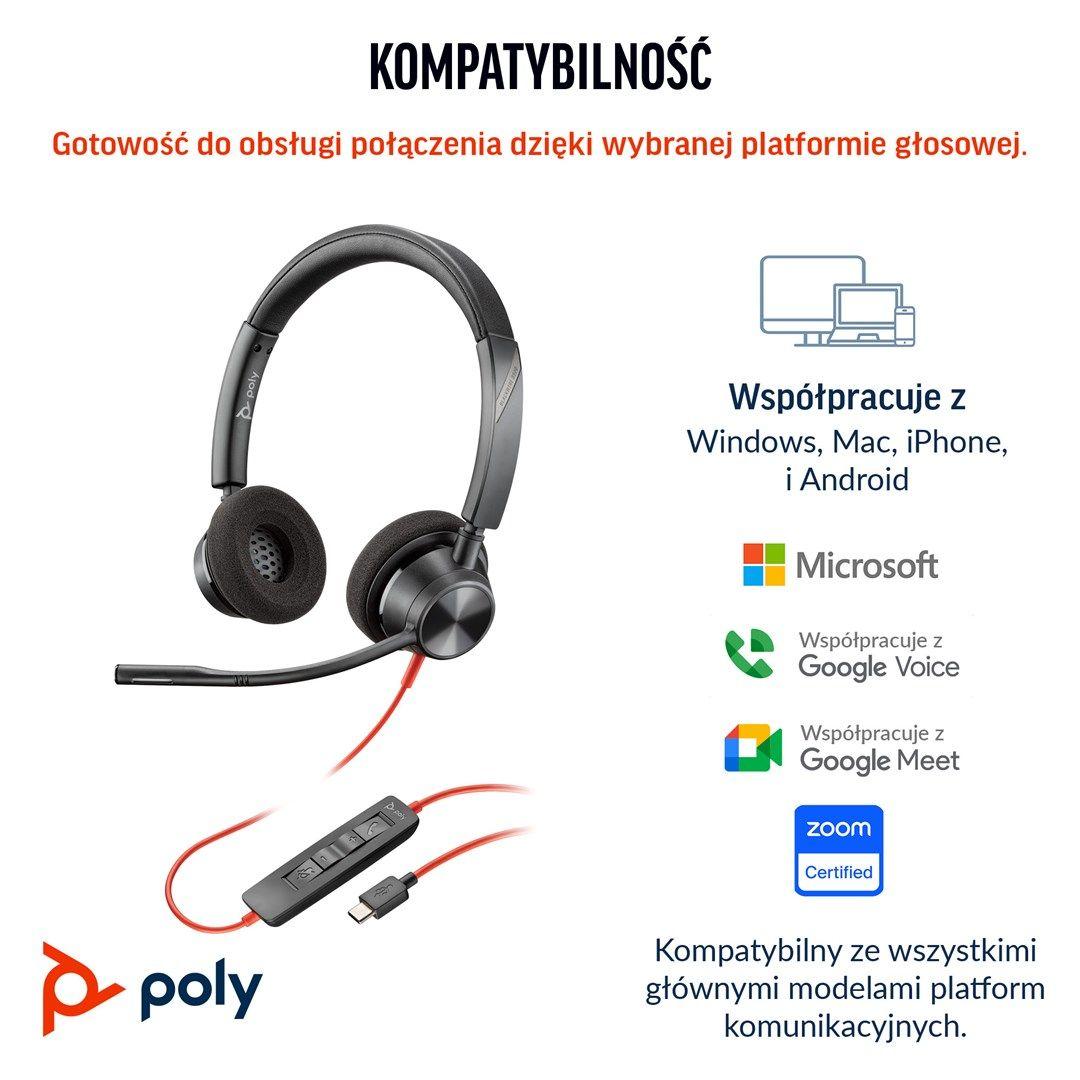 Słuchawki Poly Blackwire 3320 Stereo MS Teams Certified USB-C Headset +USB-C/A Adapter 8X220AA — zdjęcie 7