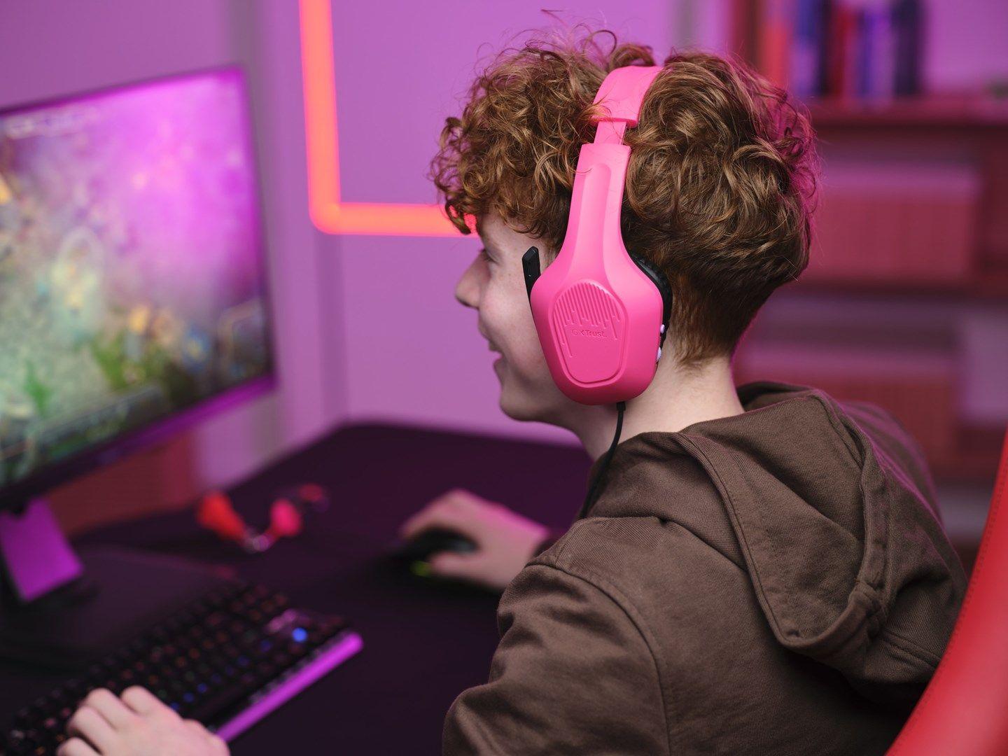 Słuchawki TRUST GXT415P ZIROX HEADSET - PINK 24992 — zdjęcie 3