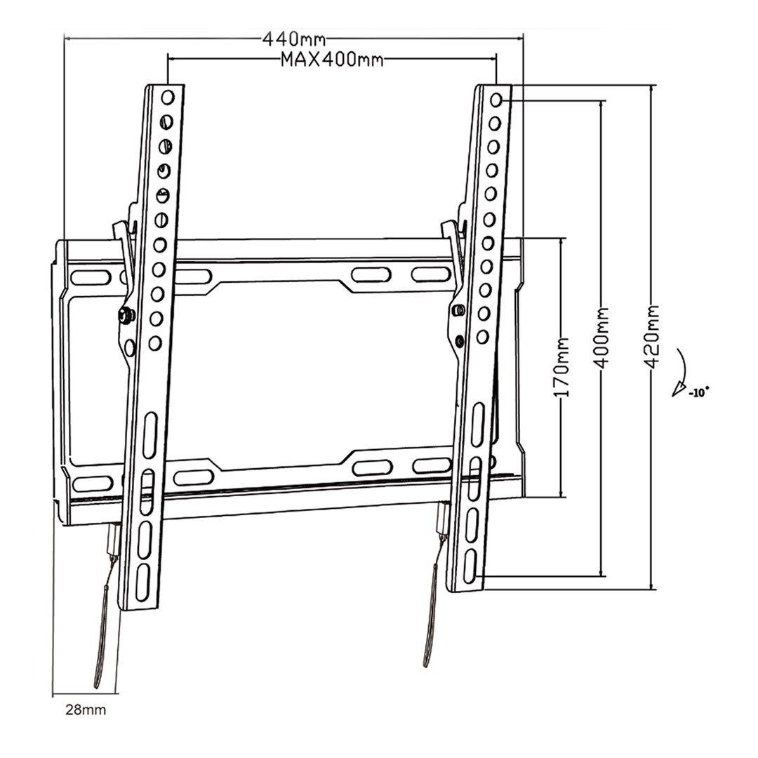 MACLEAN UCHWYT DO TV MAX VESA 400X400, 32-70", 45KG, REG. ODCHYLENIA +0°~-10°, MC-412 — zdjęcie 6