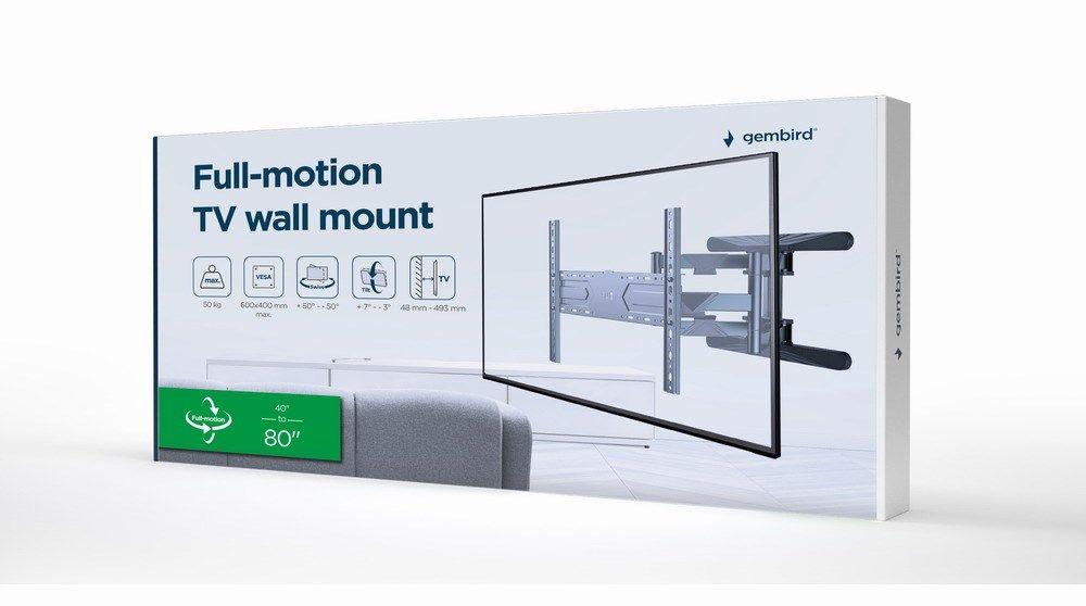 GEMBIRD REGULOWANY UCHWYT ŚCIENNY LCD 40"-80" VESA MAX 600 X 400MM, DO 50KG — zdjęcie 7