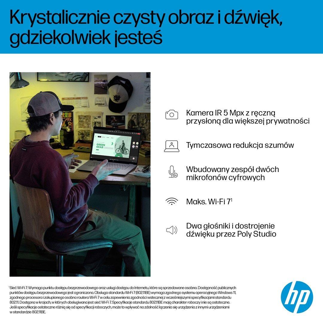 HP OmniBook X Flip 16-ar0016nw Ryzen AI 5 340 16.0"2K Touch OLED IPS 300nits AG 16GB LPDDR5X SSD1TB Radeon 840M Cam 5MPx + IR  68Wh Win11 Meteor Silver 2Y — zdjęcie 13