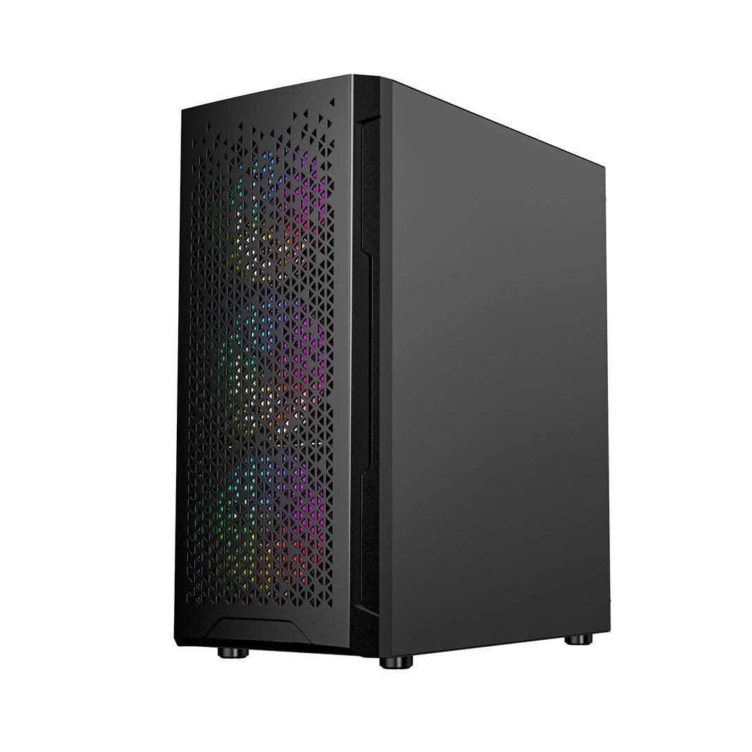 GEMBIRD OBUDOWA FORNAX 400X MIDI-TOWER (2X USB 3.0, 1X USB 2.0, HD AUDIO, SZKLANY PANEL BOCZNY, PODŚWIETLENIE ARGB) CZARNA — zdjęcie 5
